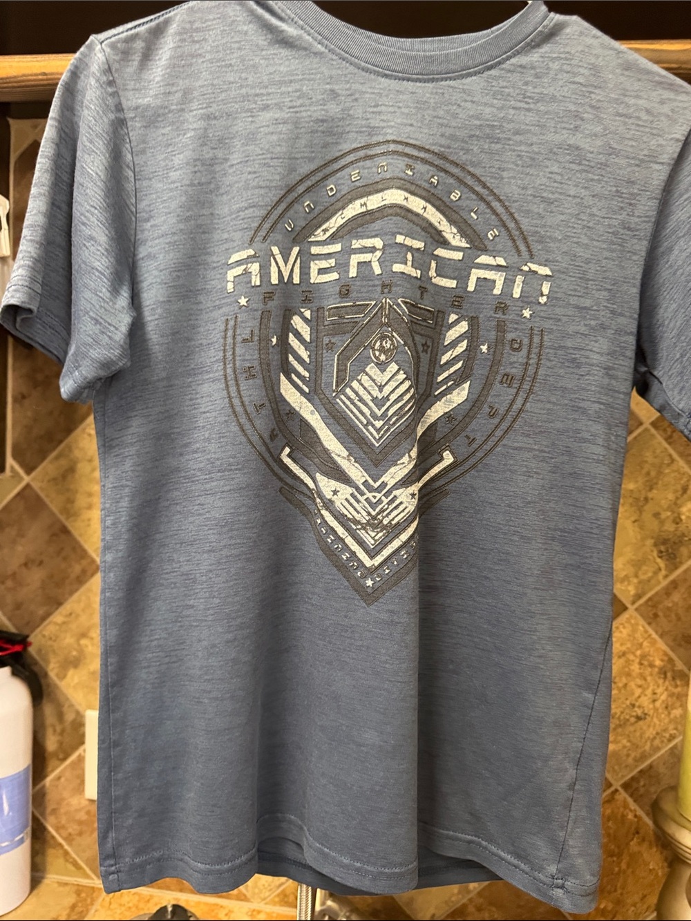 American Fighter Light Blue Graphic Short Sleeve Tee
